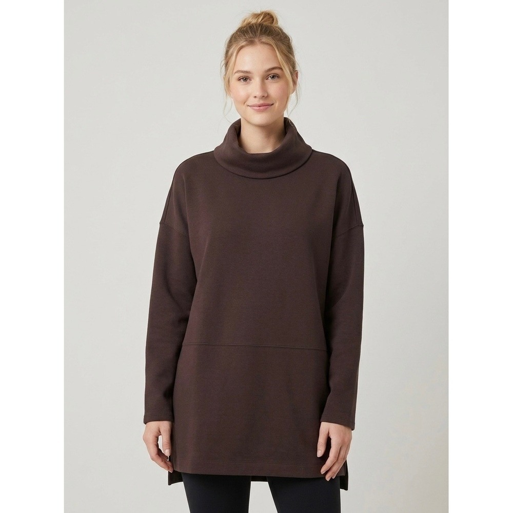 Spanx AirEssentials Cowl Neck Tunic Dark Chocolate Brown Pullover size 1X